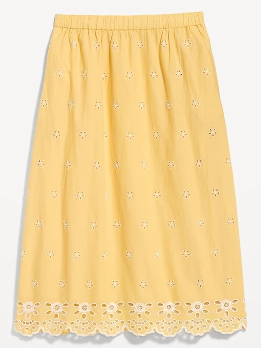 Old Navy Yellow Eyelet Midi Skirt size medium